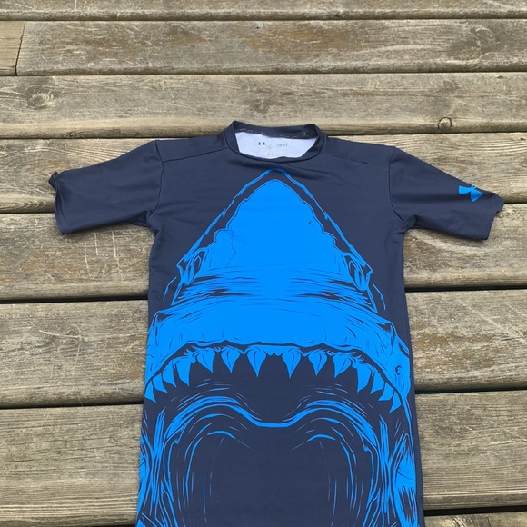 Under Armour Men's UA Beast Shark Compression Shirt, Midnight Navy - Picture 5 of 7